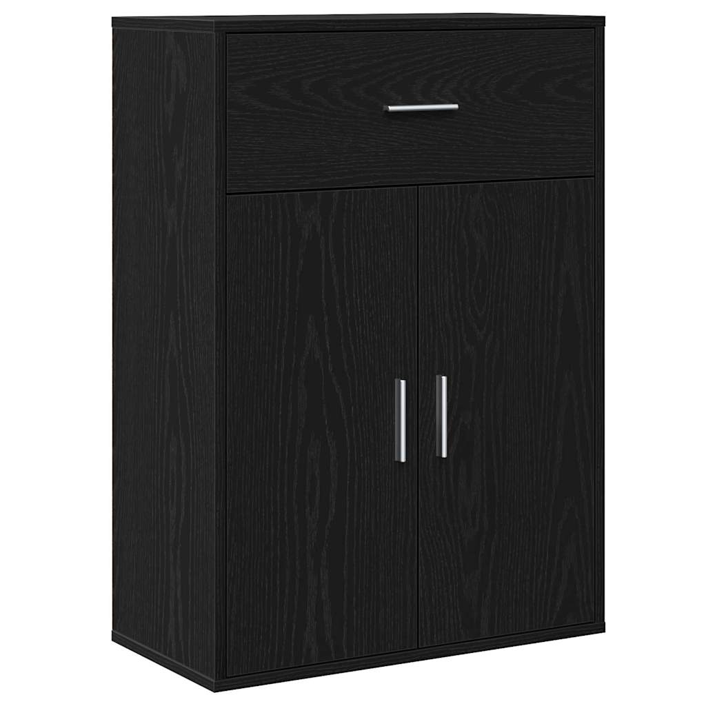Sideboard med skuffe Sort eg 60 x 30 x 84 cm Konstrueret træ