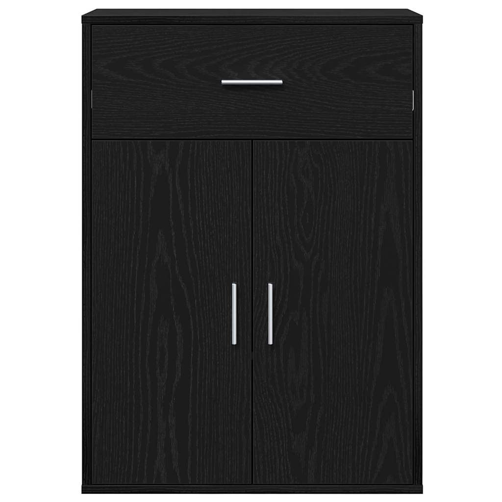 Sideboard med skuffe Sort eg 60 x 30 x 84 cm Konstrueret træ