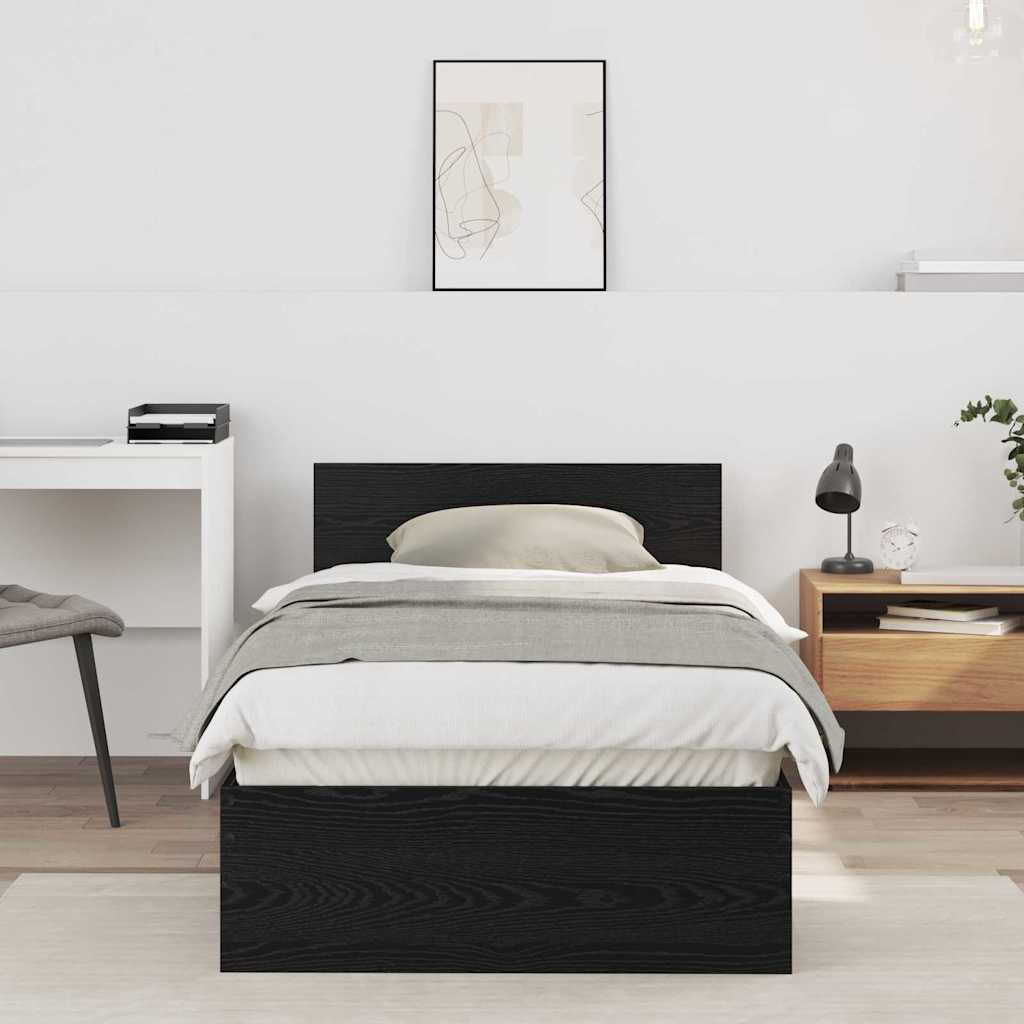 Sengestel med hovedgærde Sort eg 75 x 190 cm Konstrueret træ