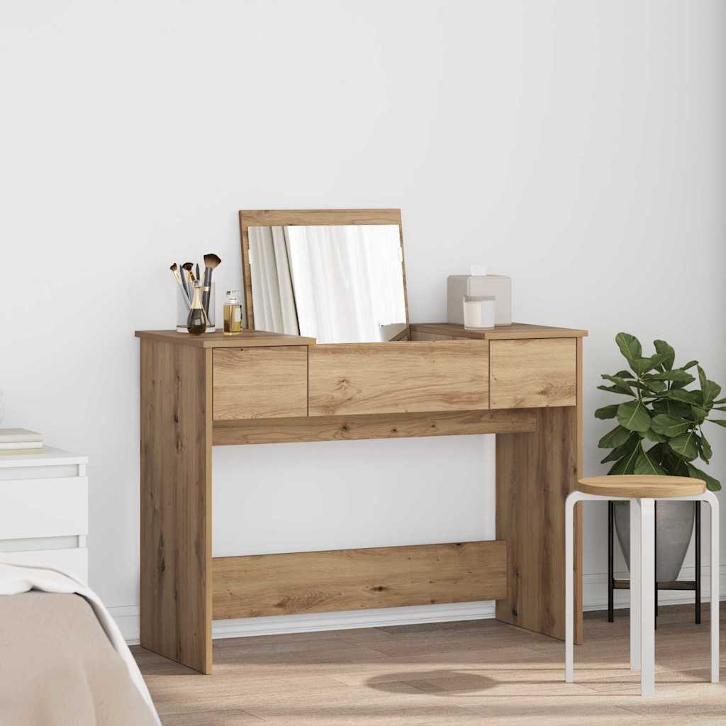 Kosmetikbord med skuffe Artisan Egetræ 100 x 45 x 76 cm billede
