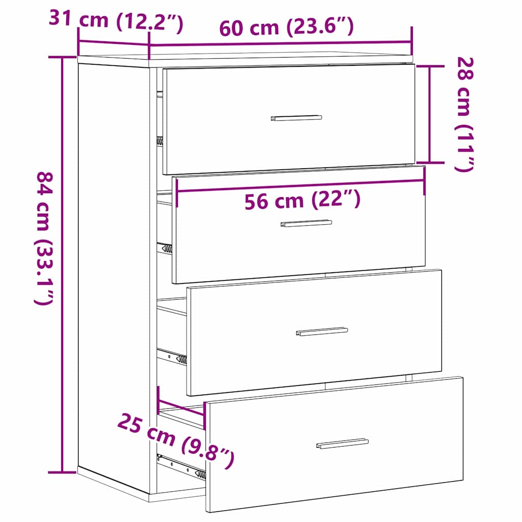 Sideboard Artisan Egetræ 60 x 31 x 84 cm Konstrueret træ