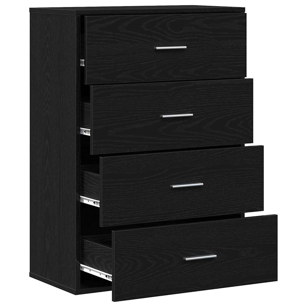 Sideboard med skuffe Sort eg 60 x 31 x 84 cm Konstrueret træ