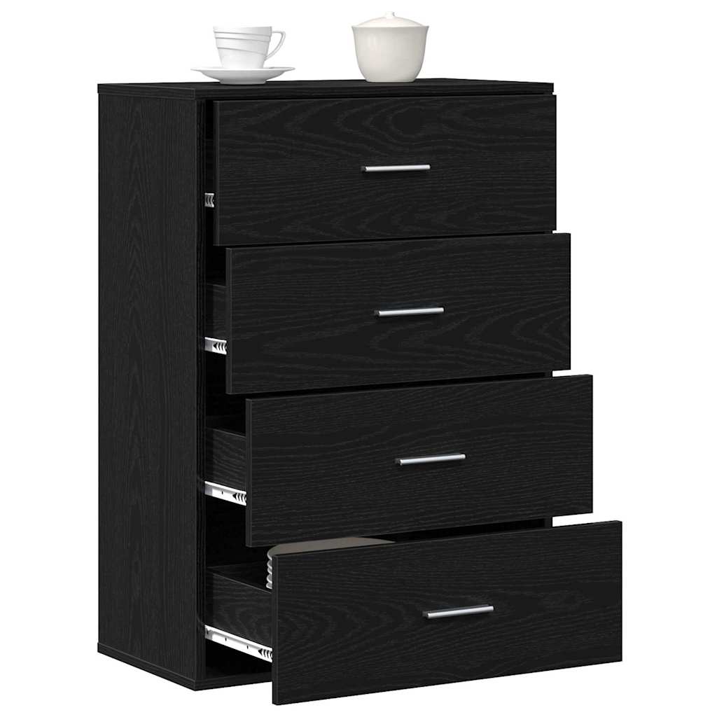 Sideboard med skuffe Sort eg 60 x 31 x 84 cm Konstrueret træ