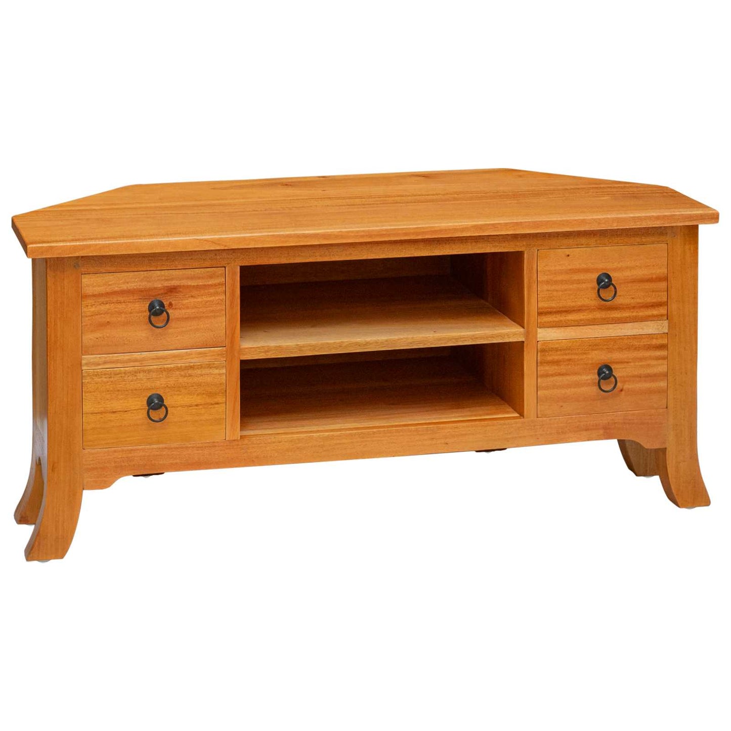 TV-skab med hylde Naturfarvet 100 x 40,5 x 46 cm Massiv Mahogni