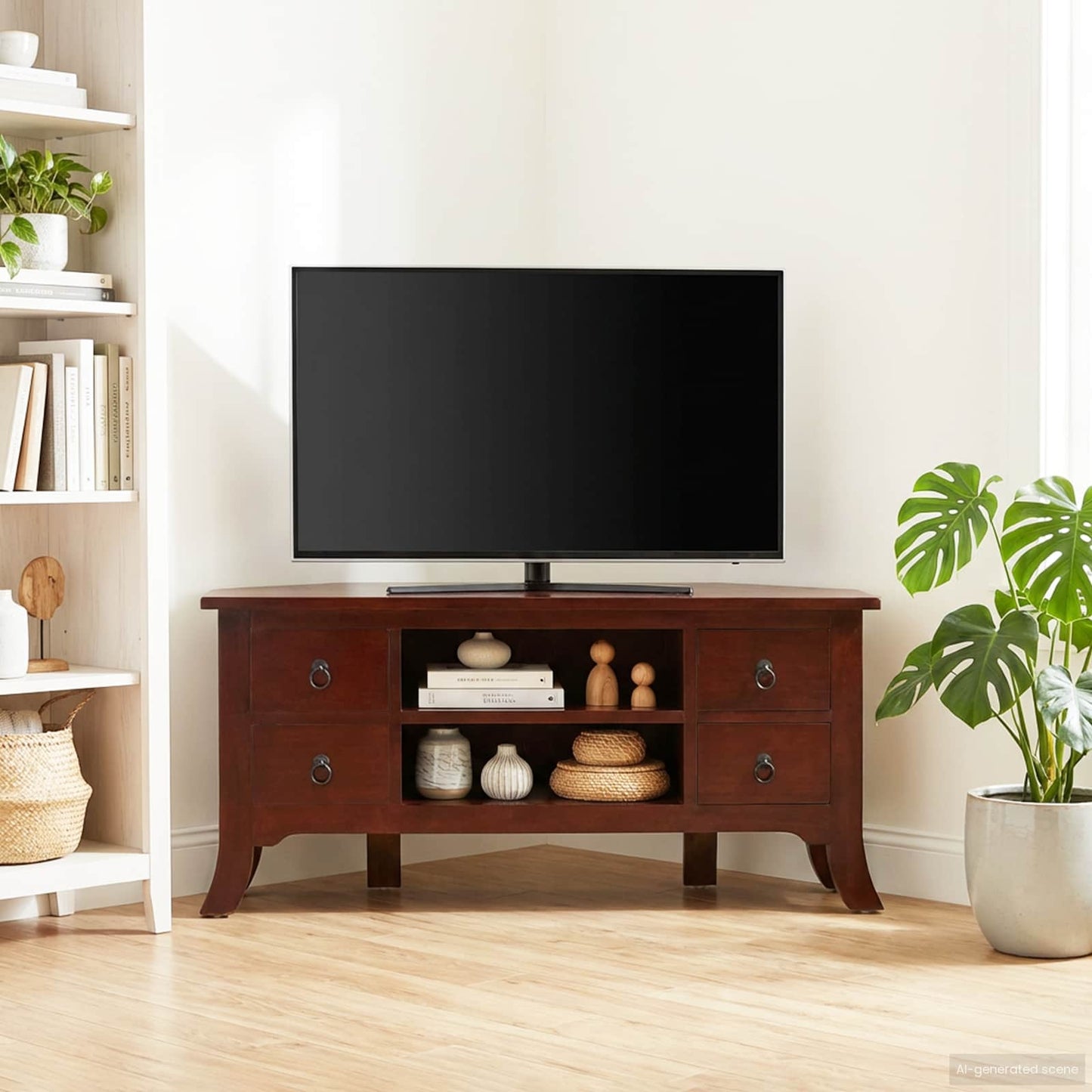 TV-skab med skuffe Brun 100 x 40,5 x 46 cm Massiv Mahogni