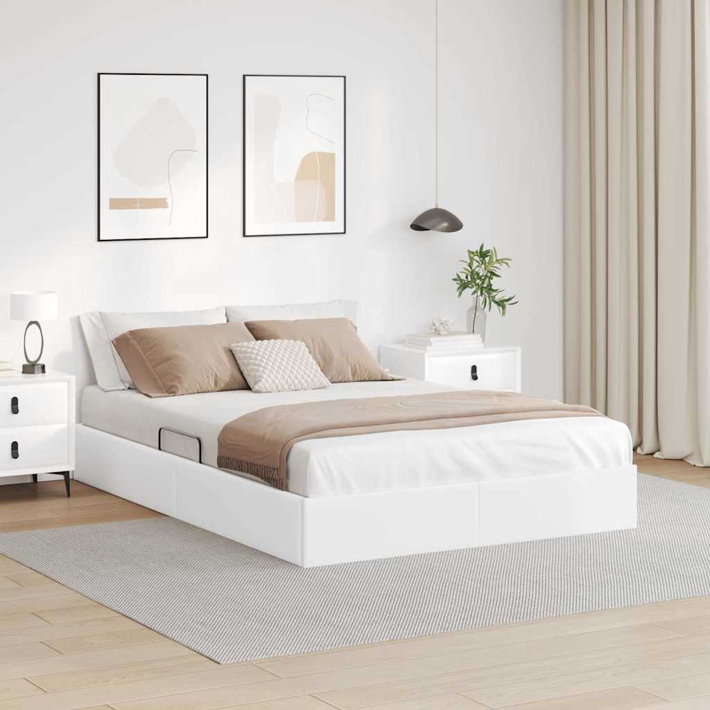 Opbevaringsseng med opbevaring Ren Hvid 137 x 190 cm Kunstlæder