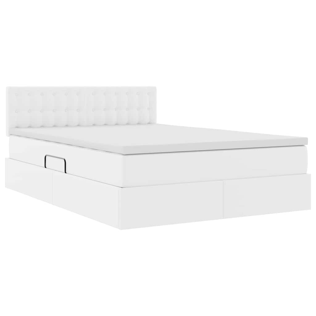 Seng med opbevaring og madras Ren Hvid 140 x 190 cm Faux læder
