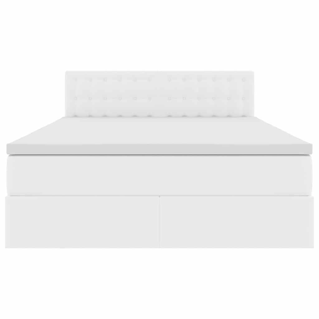 Seng med opbevaring og madras Ren Hvid 140 x 190 cm Faux læder