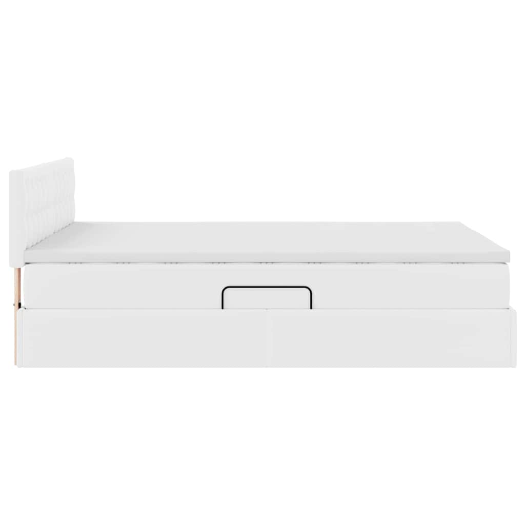 Seng med opbevaring og madras Ren Hvid 140 x 190 cm Faux læder