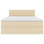 Seng med opbevaring og madras med madras Creme 140 x 190 cm