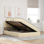 LED opbevarings seng med madras Creme 140 x 190 cm Stof