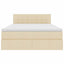 LED opbevarings seng med madras Creme 140 x 190 cm Stof
