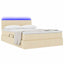 LED opbevarings seng med madras Creme 140 x 190 cm Stof
