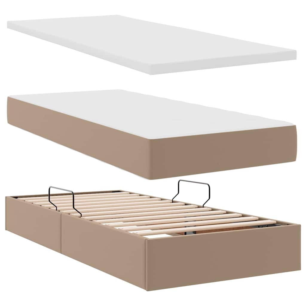 Opbevaringsseng Cappuccino 100 x 200 cm Faux læder