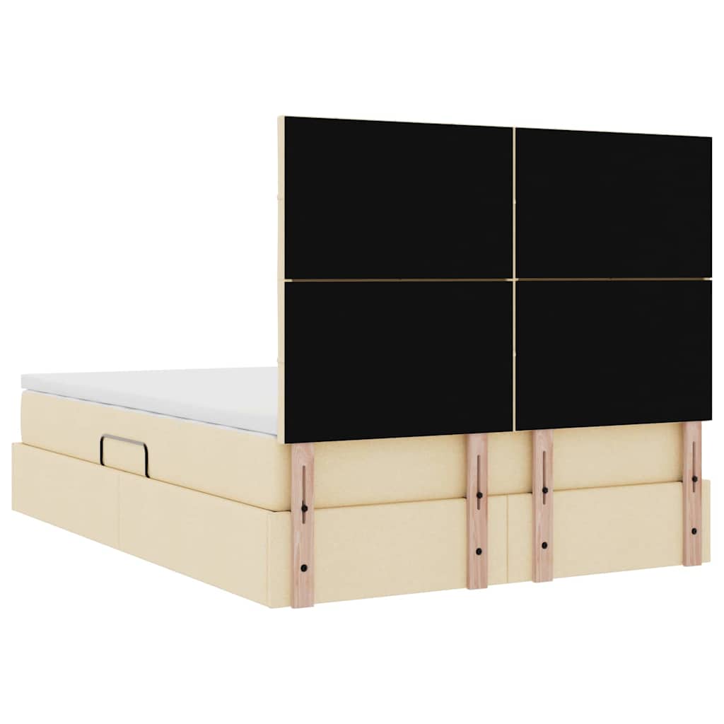 Seng med opbevaring og madras Creme 140 x 190 cm Stof