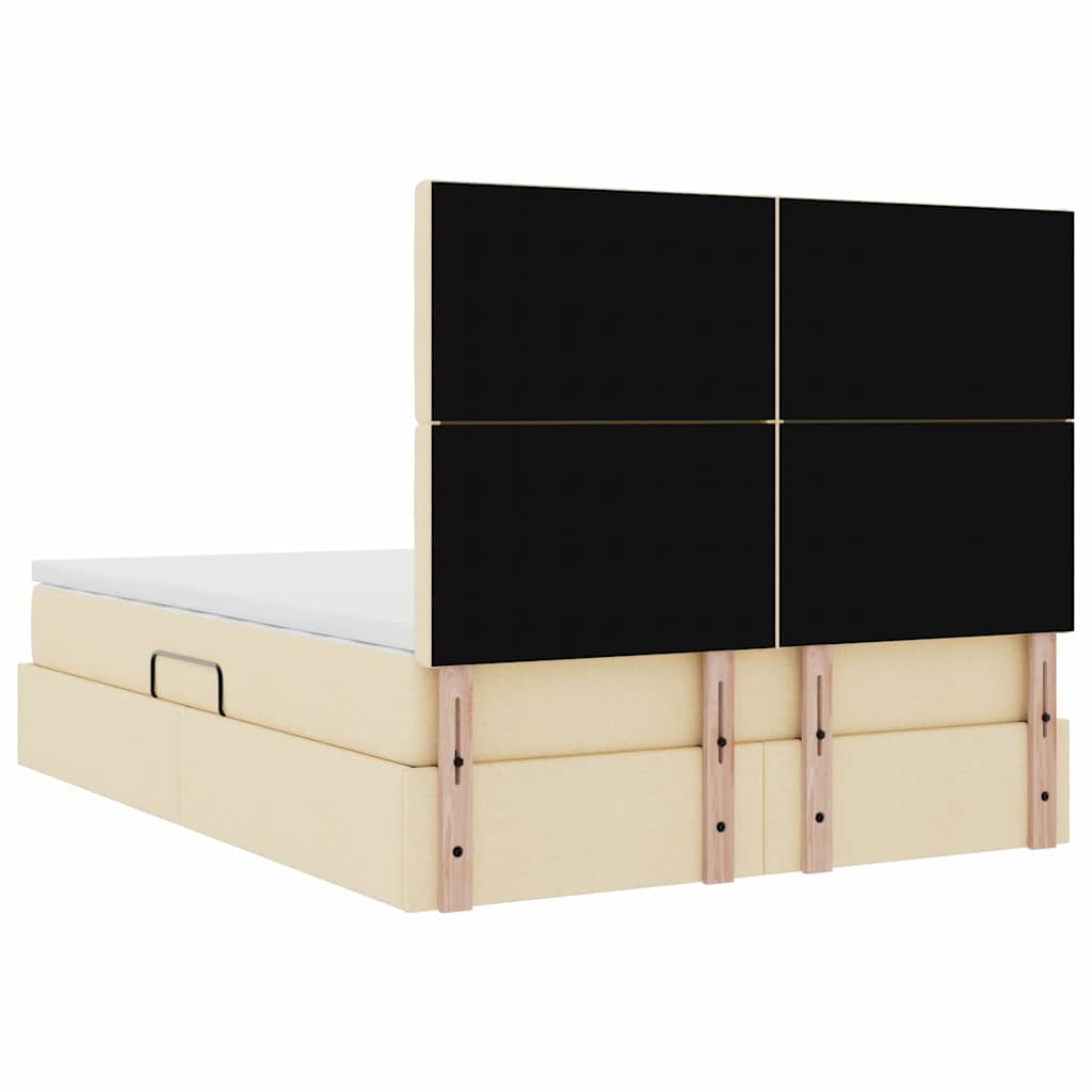 Seng med opbevaring og madras Creme 140 x 190 cm Stof