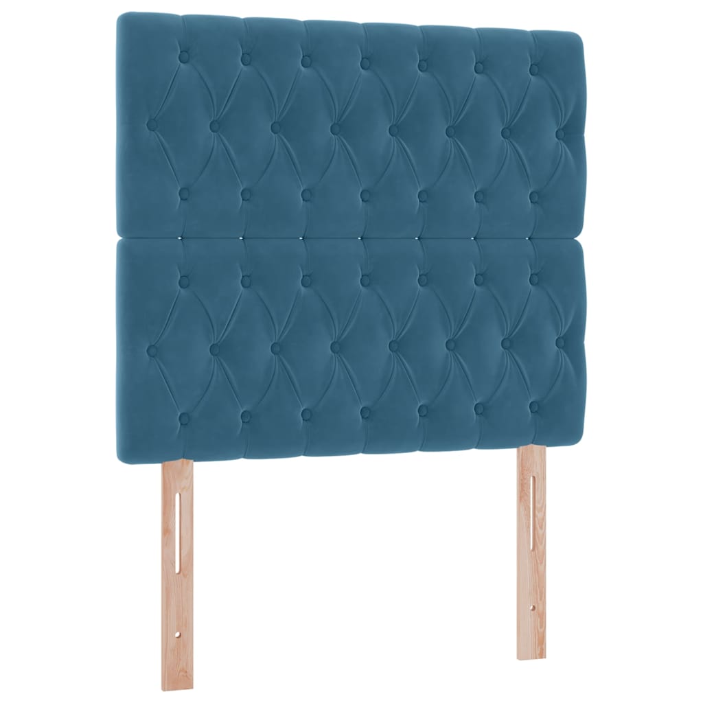 Seng med opbevaring og madras Mørk blå 90 x 200 cm Fløjl