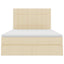 LED opbevarings seng med madras Creme 140 x 190 cm Stof