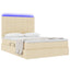 LED opbevarings seng med madras Creme 140 x 190 cm Stof