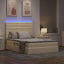 LED opbevarings seng med madras Creme 140 x 190 cm Stof