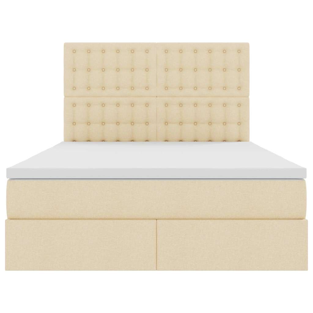 LED opbevarings seng med madras Creme 140 x 190 cm Stof