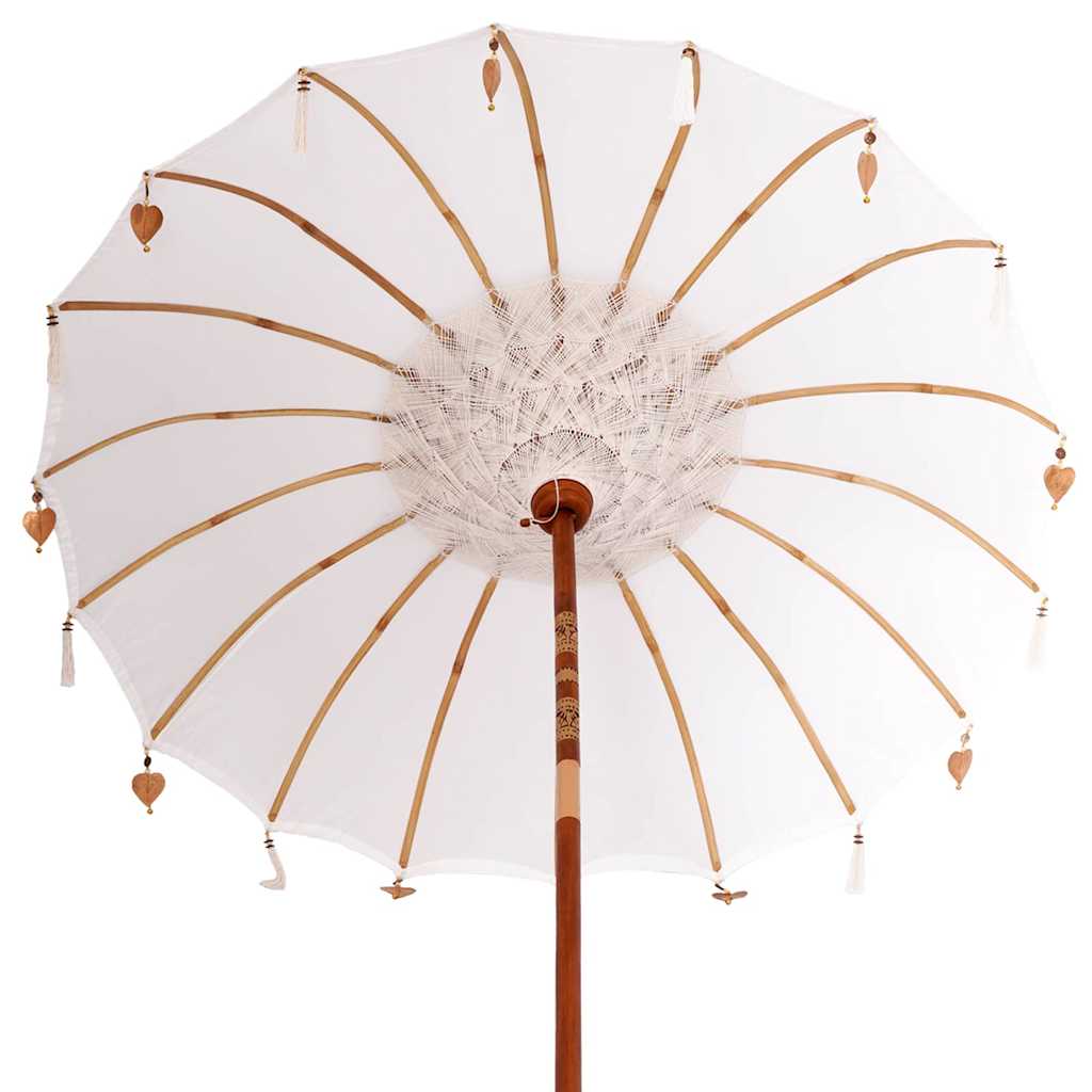 Balinesisk parasol med base Creme 185 x 185 x 260 cm