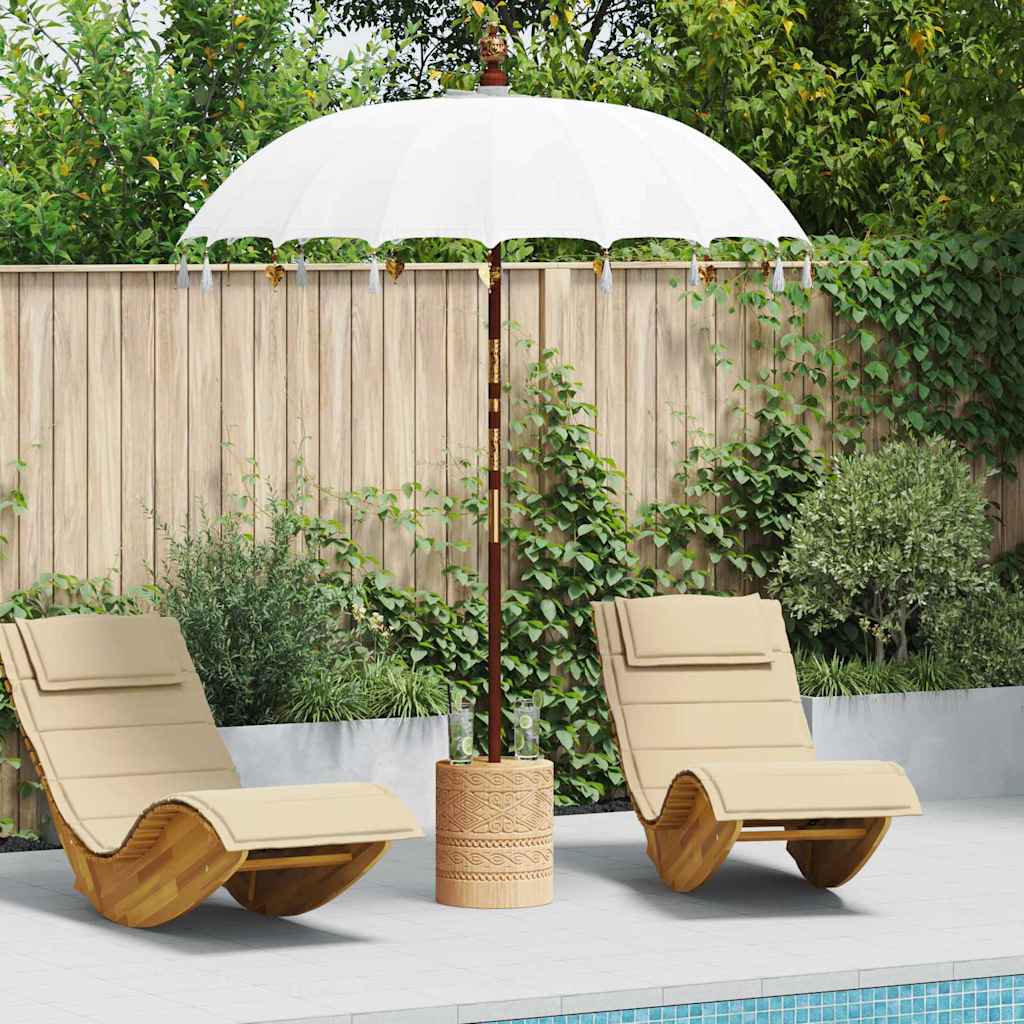 Balinesisk parasol med base Creme 185 x 185 x 260 cm