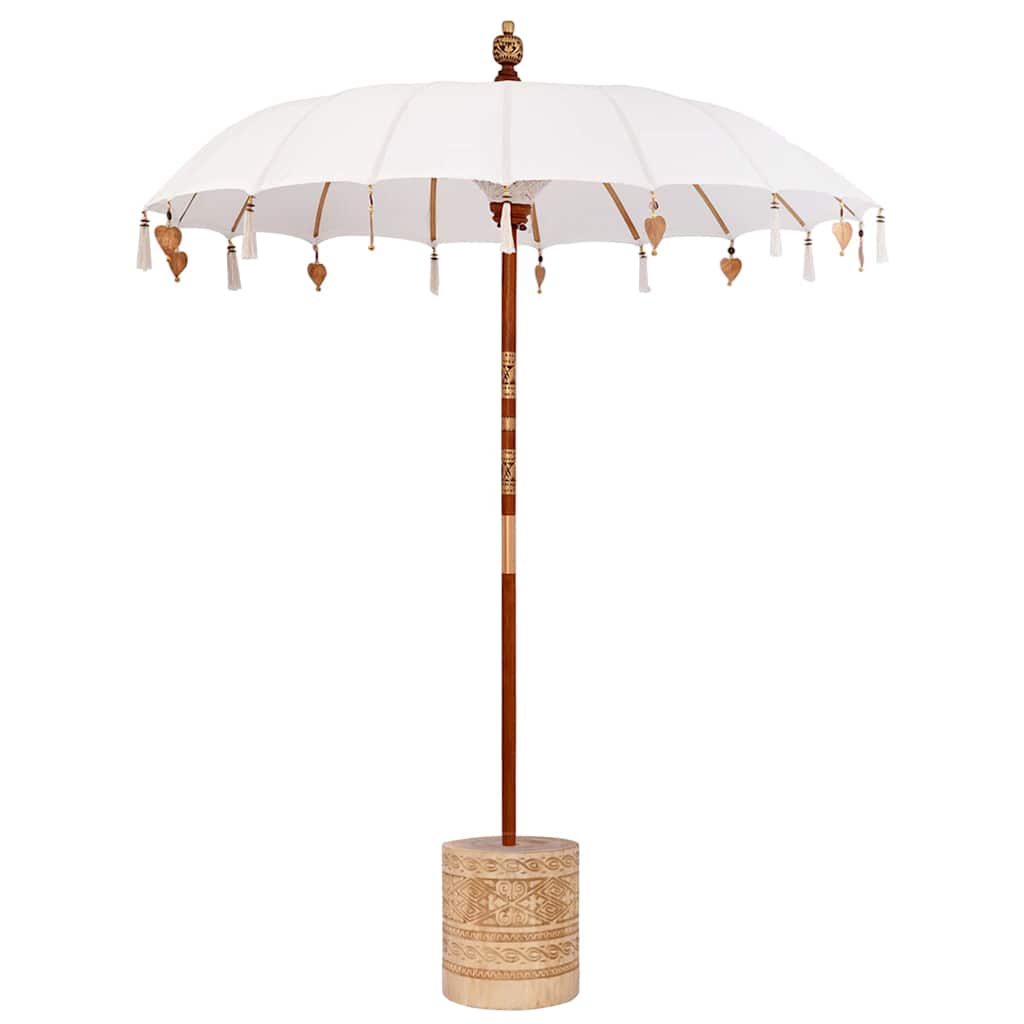 Balinesisk parasol med base Creme 185 x 185 x 260 cm