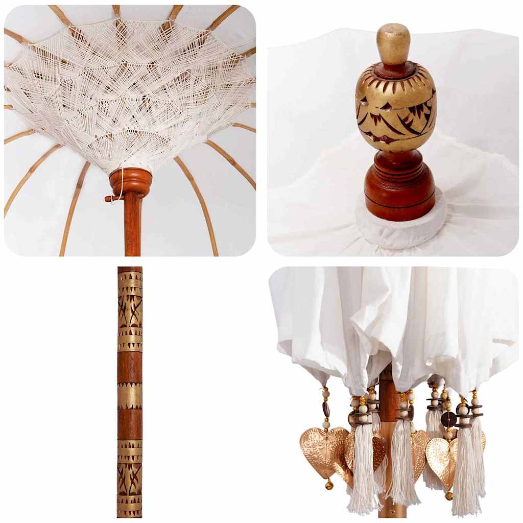 Balinesisk parasol med base Creme 185 x 185 x 260 cm
