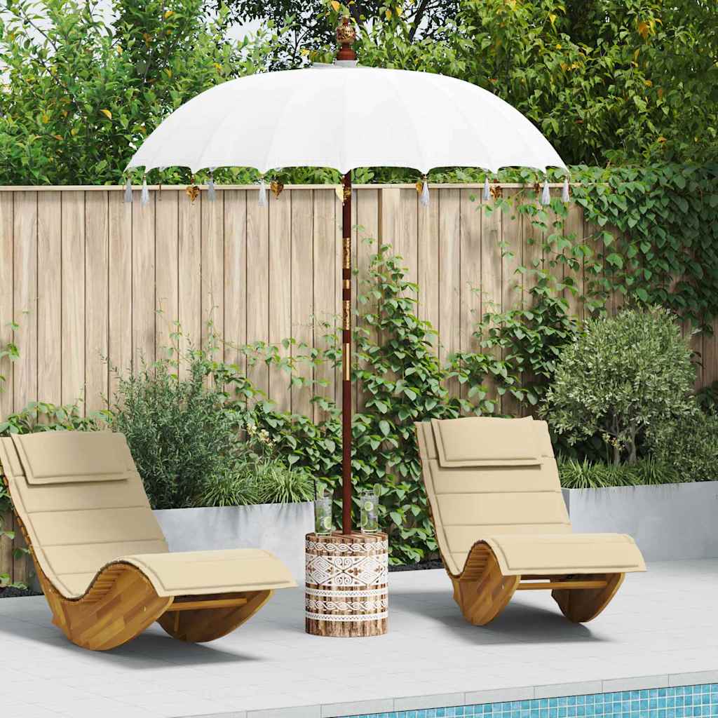 Balinesisk parasol med base Creme 185 x 185 x 260 cm