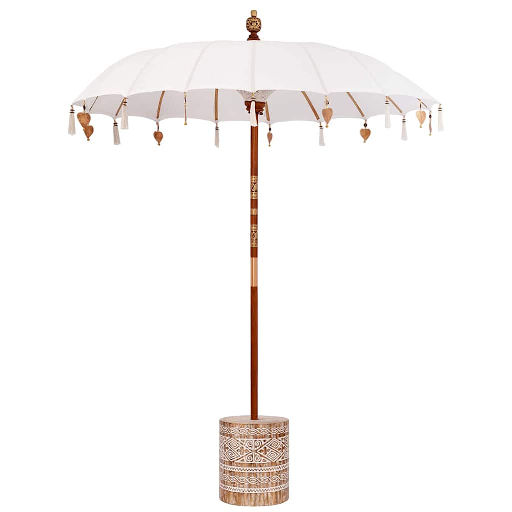Balinesisk parasol med base Creme 185 x 185 x 260 cm