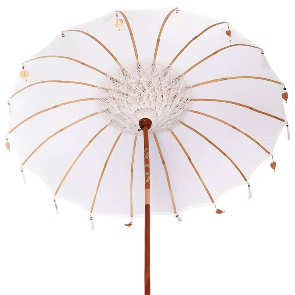 Balinesisk parasol med base Creme 215 x 215 x 260 cm