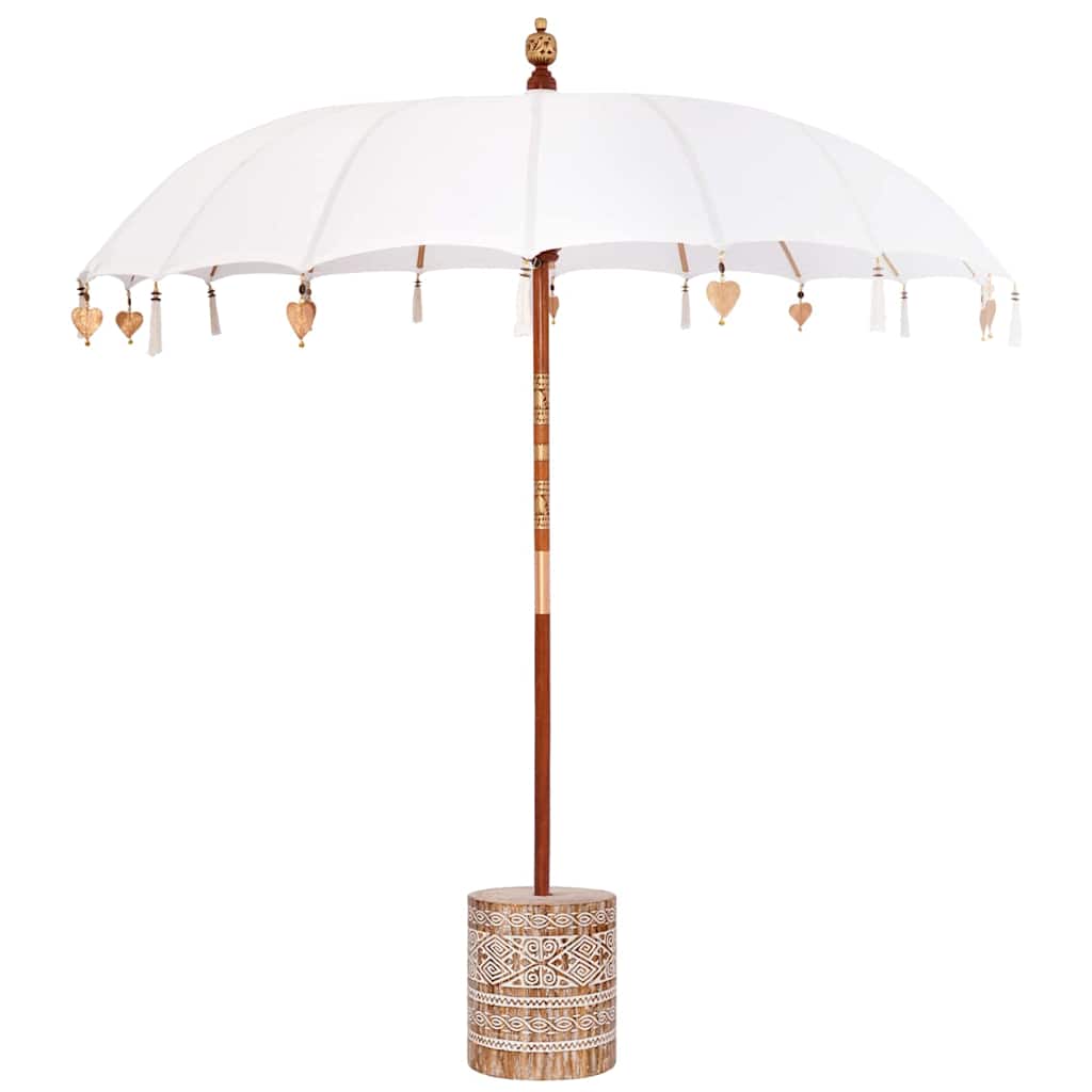 Balinesisk parasol med base Creme 215 x 215 x 260 cm