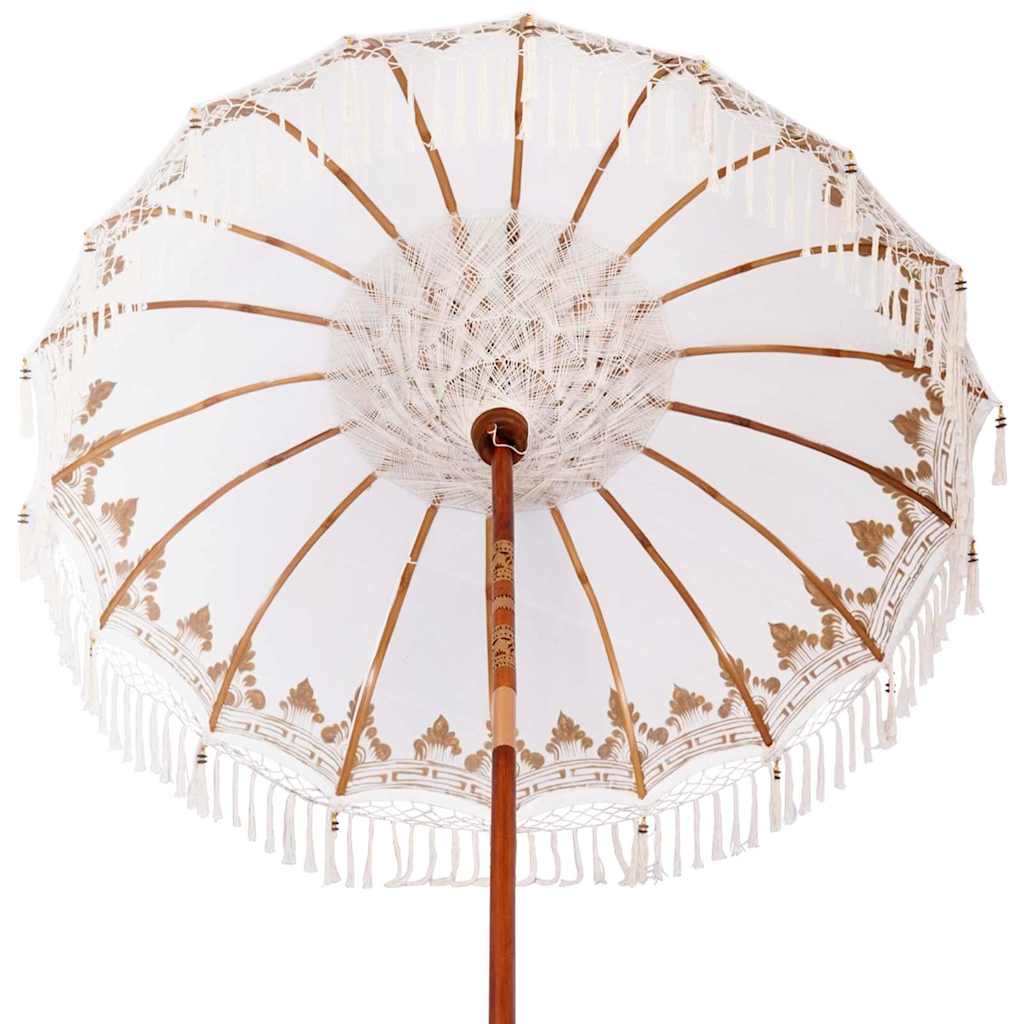 Balinesisk parasol med base Creme 185 x 185 x 260 cm