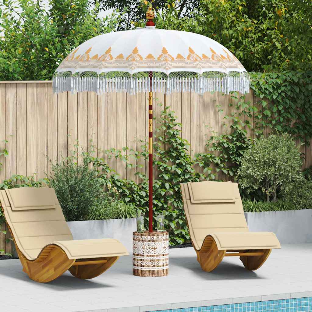Balinesisk parasol med base Cremefarvet 185 x 185 x 260 cm