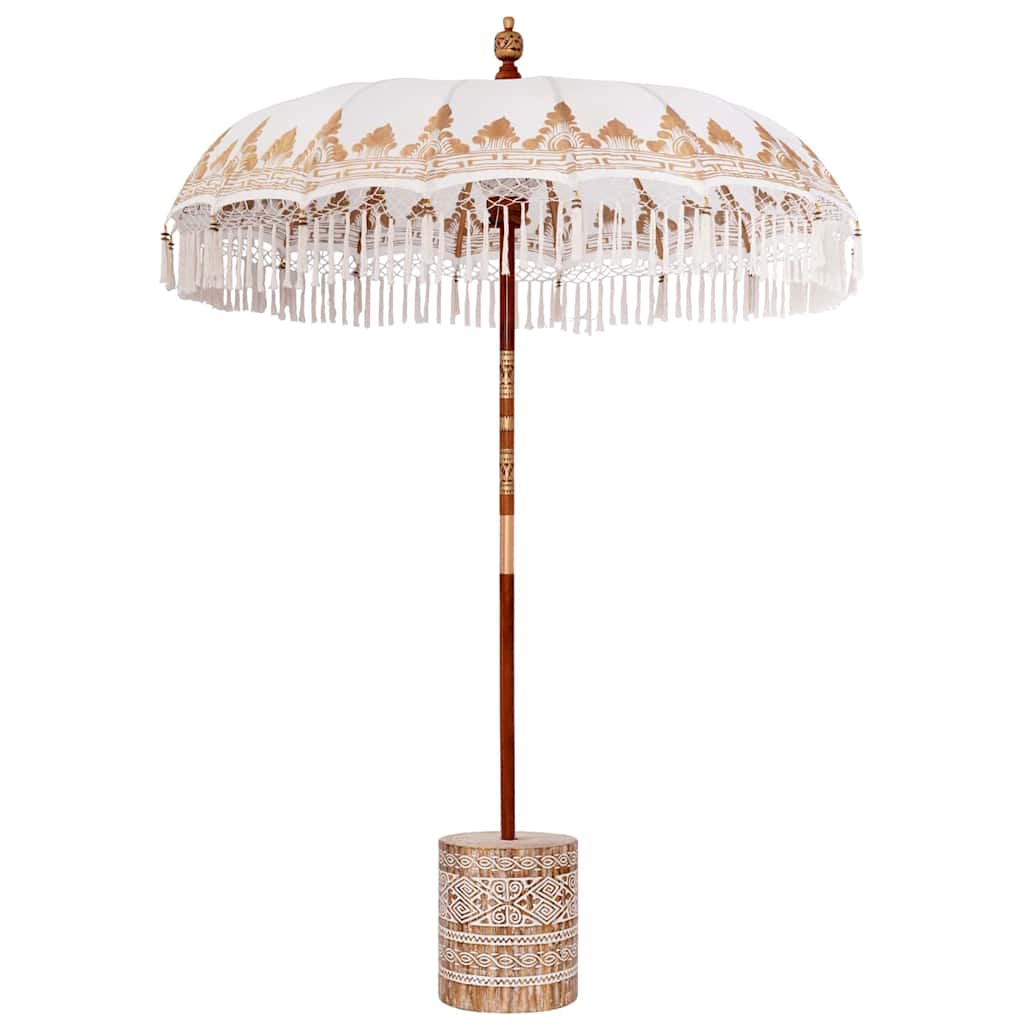 Balinesisk parasol med base Creme 185 x 185 x 260 cm