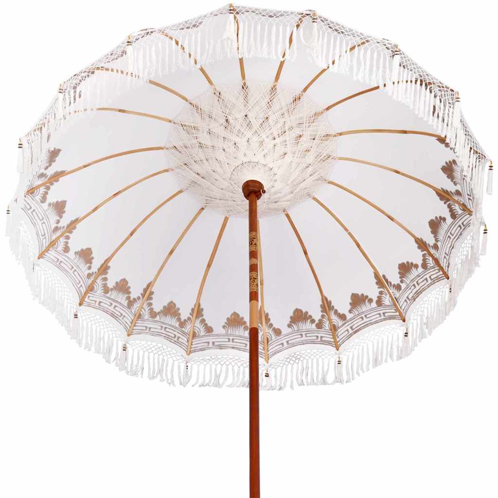 Balinesisk parasol med base Creme 215 x 215 x 260 cm