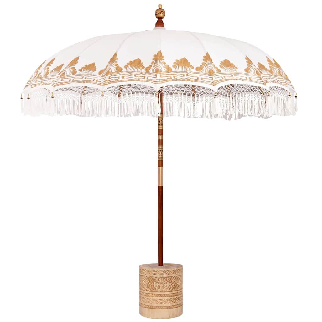Balinesisk parasol med base Creme 215 x 215 x 260 cm