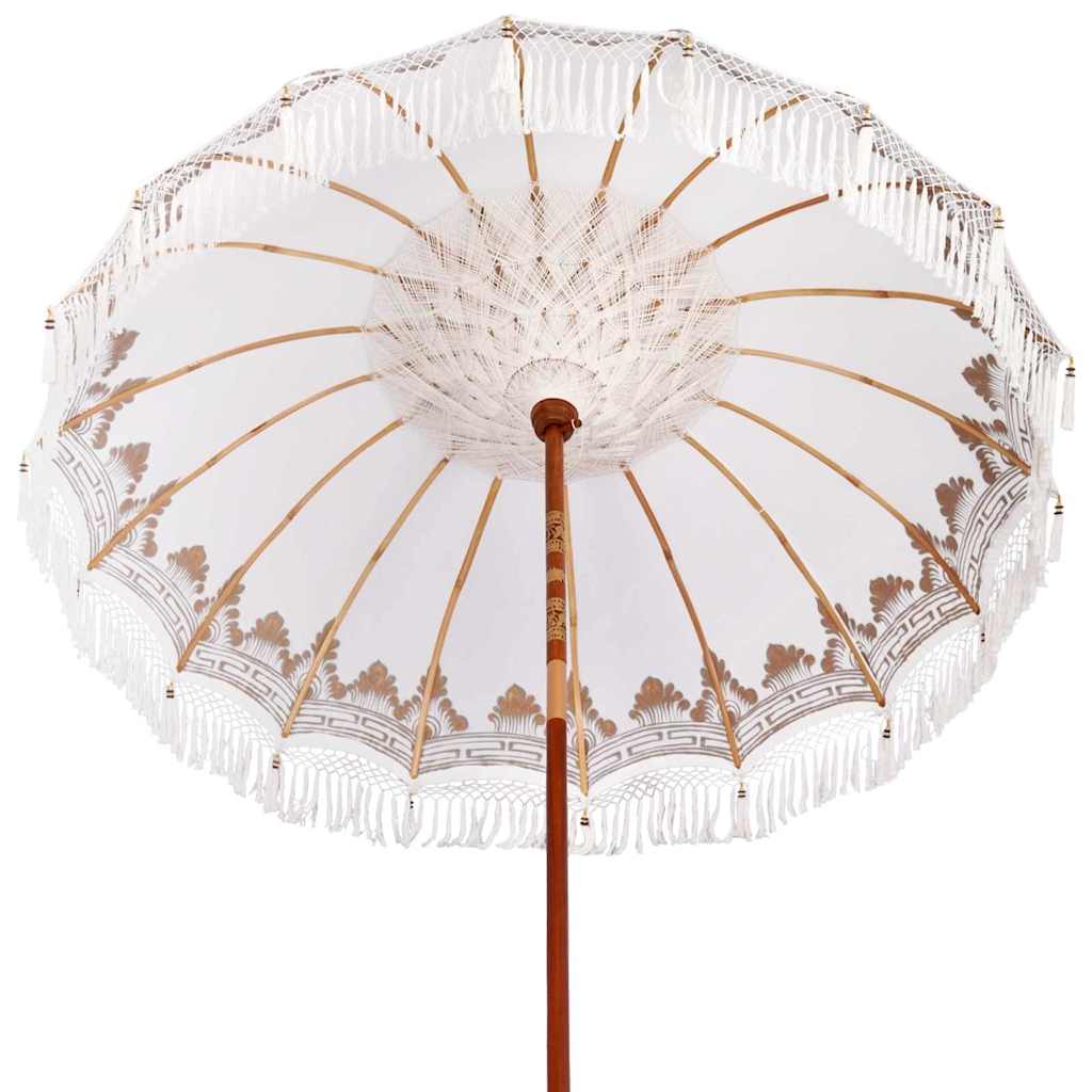 Balinesisk parasol med base Creme 215 x 215 x 260 cm