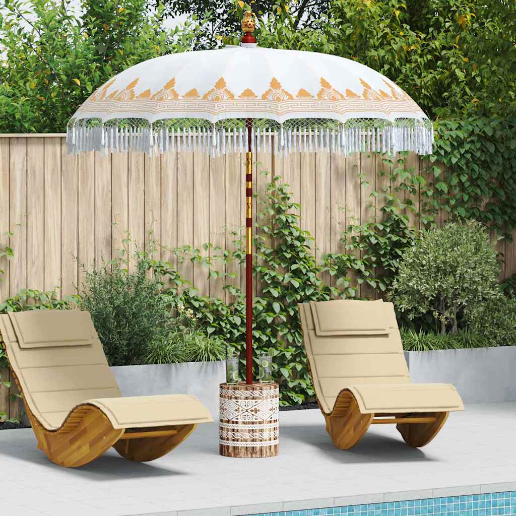 Balinesisk parasol med base Creme 215 x 215 x 260 cm