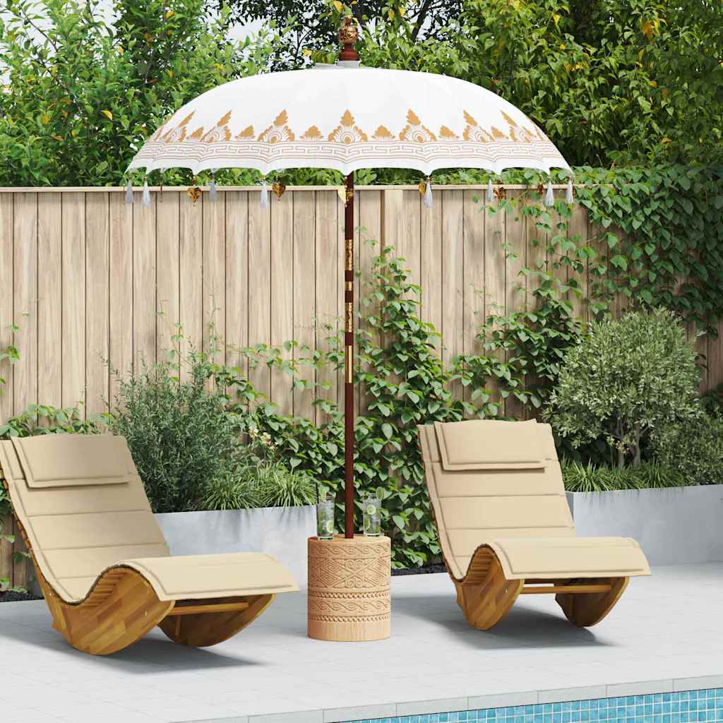 Balinesisk parasol med base Creme 185 x 185 x 260 cm