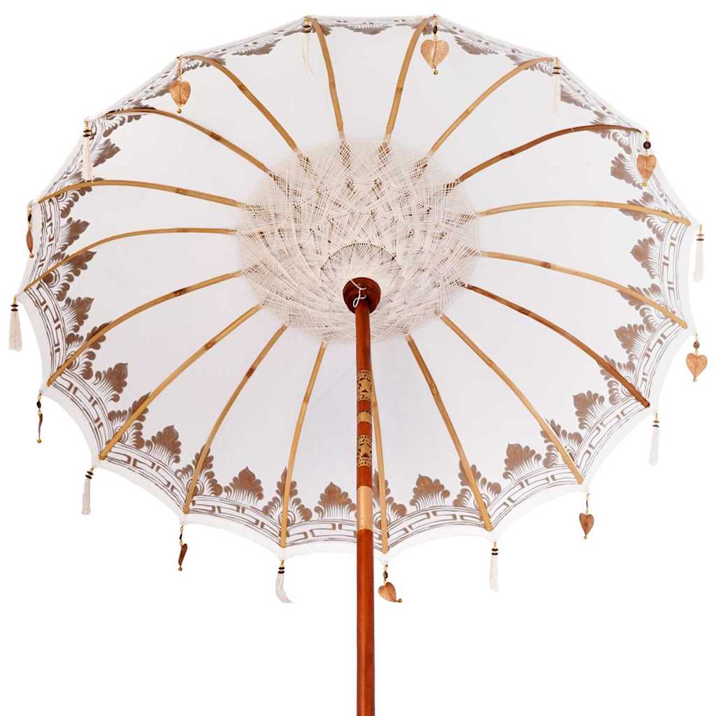 Balinesisk parasol med base Creme 185 x 185 x 260 cm