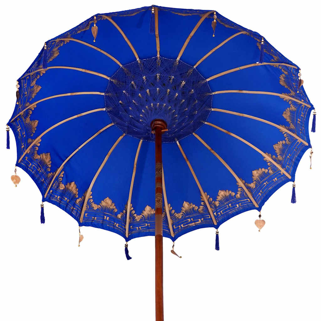 Balinesisk parasol med base Blå 185 x 185 x 260 cm