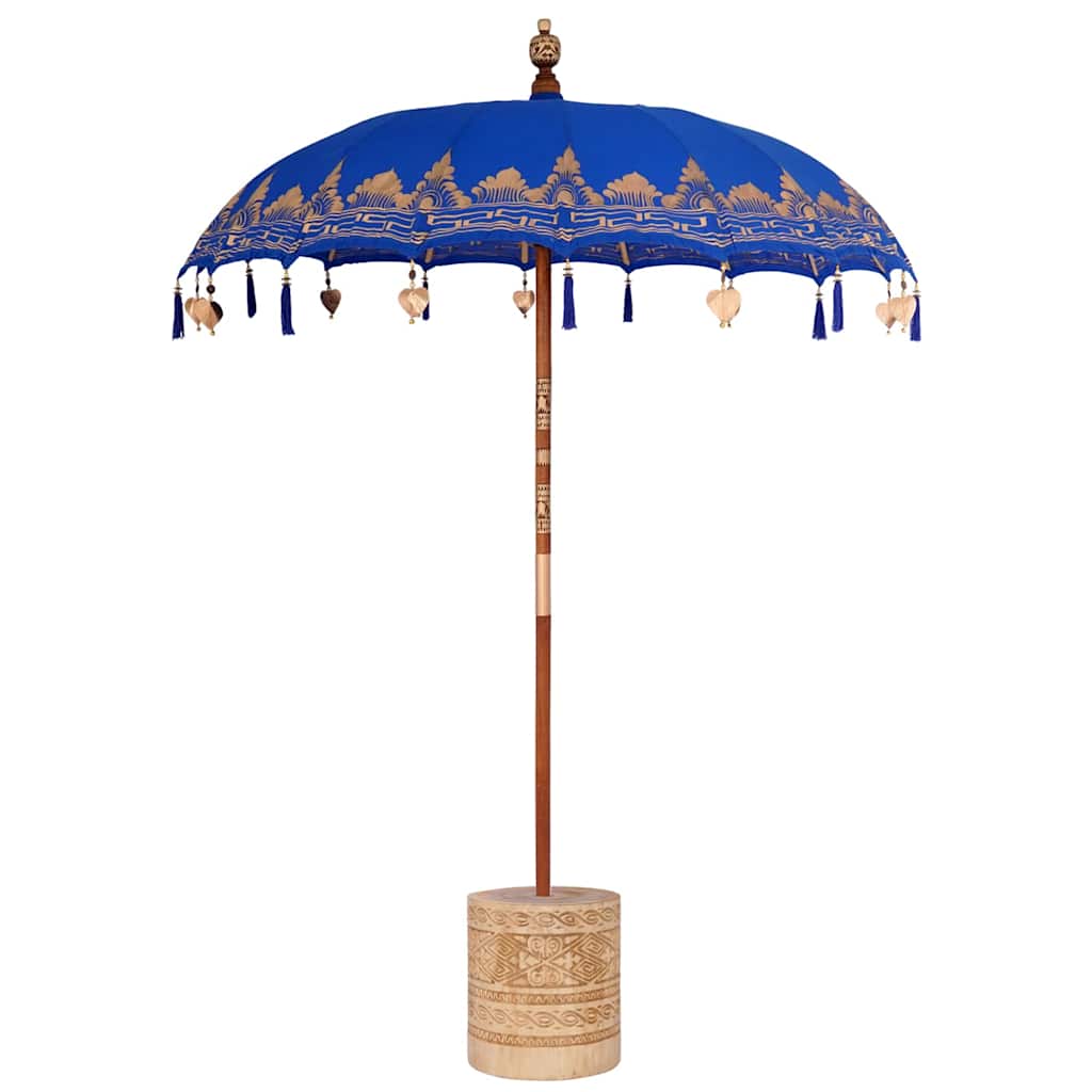Balinesisk parasol med base Blå 185 x 185 x 260 cm