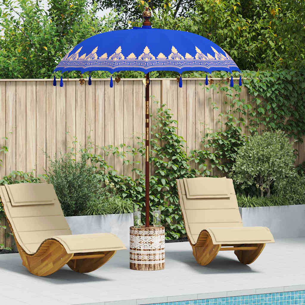 Balinesisk parasol med base Blå 185 x 185 x 260 cm