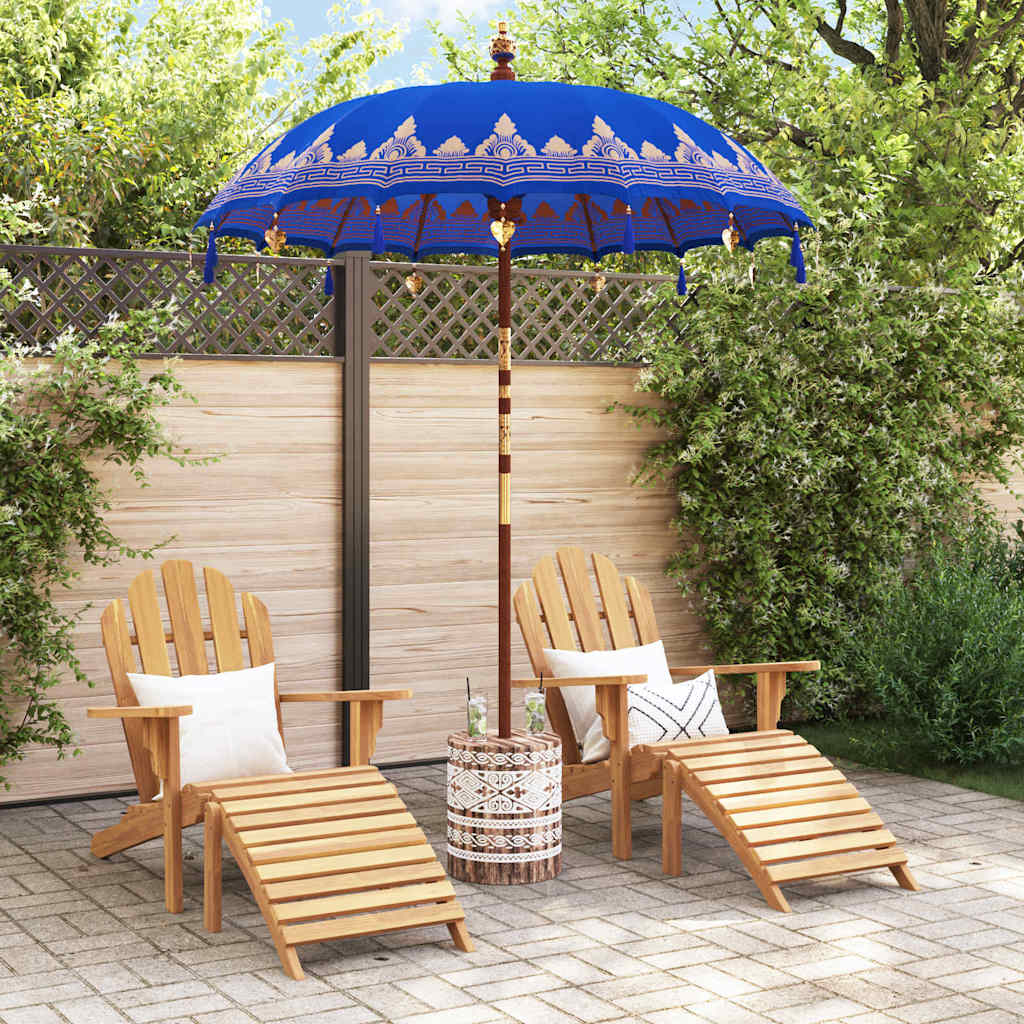 Balinesisk parasol med base Blå 185 x 185 x 260 cm
