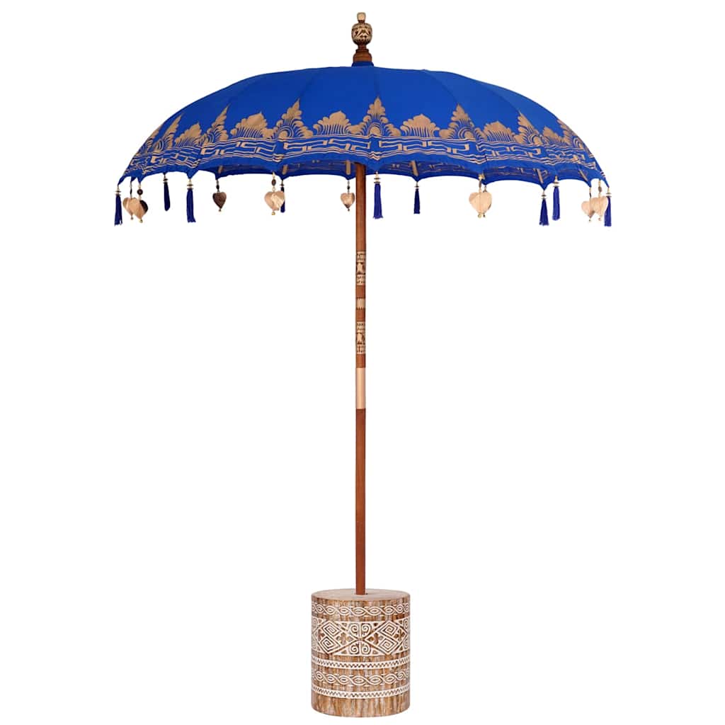 Balinesisk parasol med base Blå 185 x 185 x 260 cm