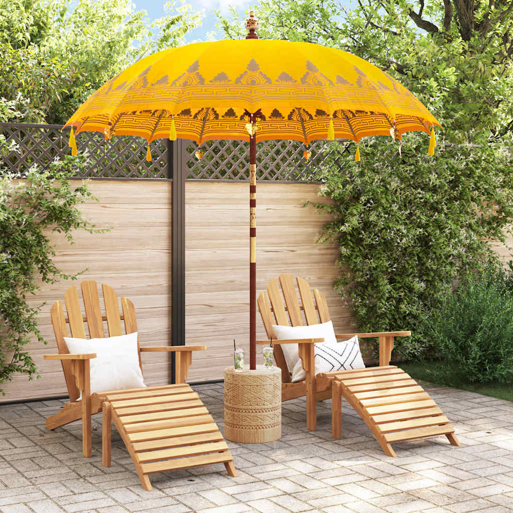 Balinesisk parasol med base Gul 215 x 215 x 260 cm