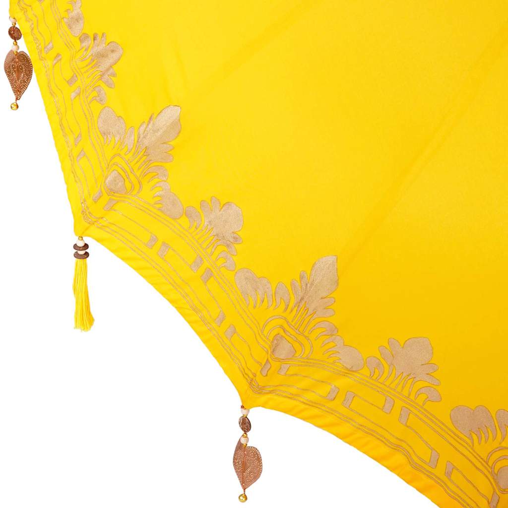 Balinesisk parasol med base Gul 215 x 215 x 260 cm