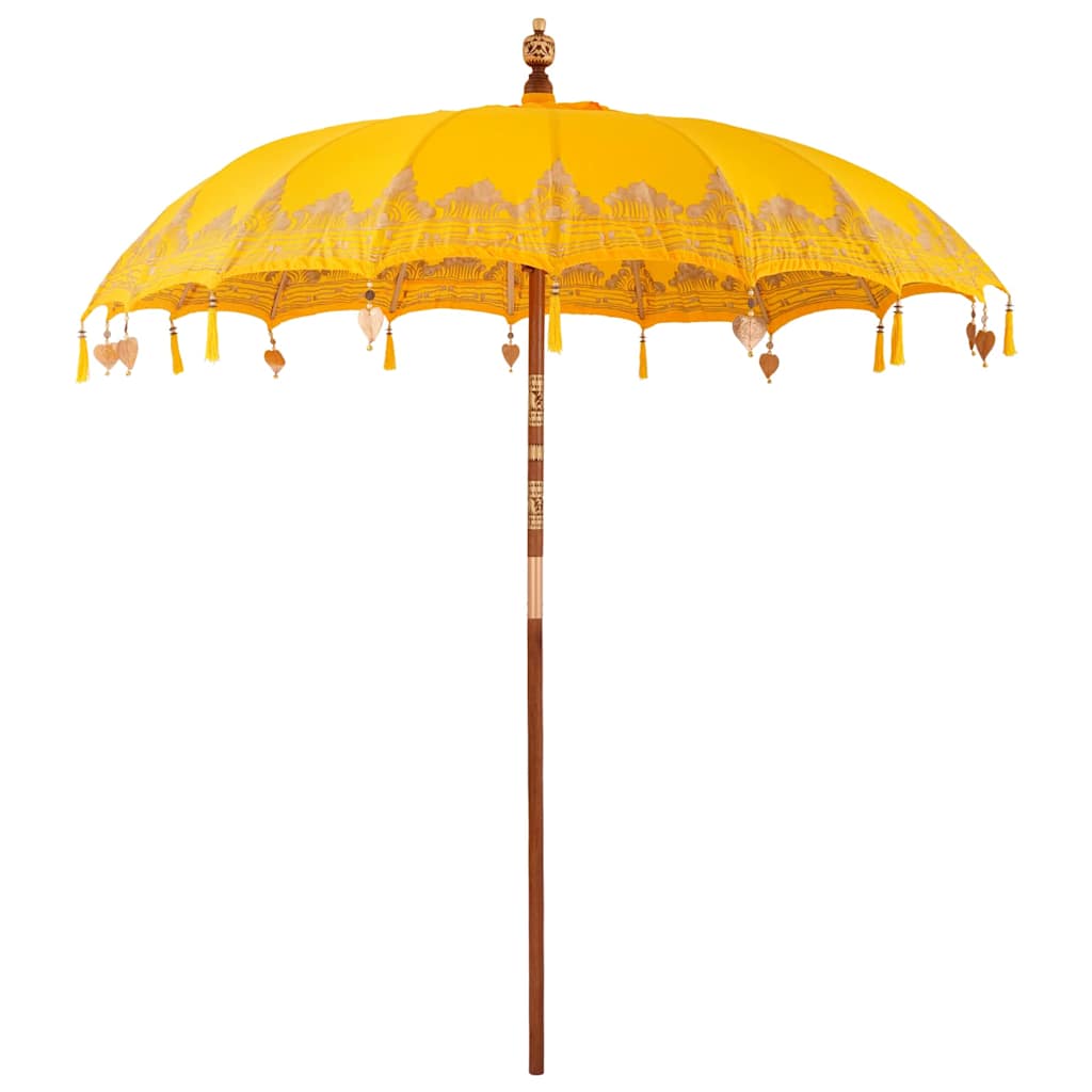 Balinesisk parasol med base Gul 215 x 215 x 260 cm